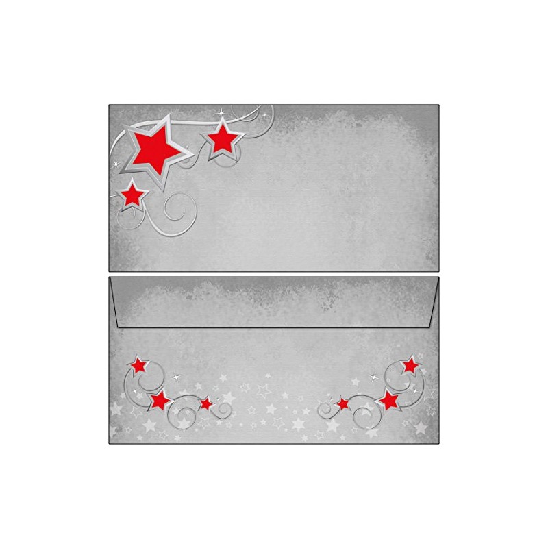 25 Envelopes Christmas Symphony of the Red Stars DIN Long