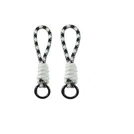 FFILL Colorful Braided Paracord Keychain, 12cm Length, Multi-Color Pack with Ring, Decorative Woven Rope Strap (black and white)