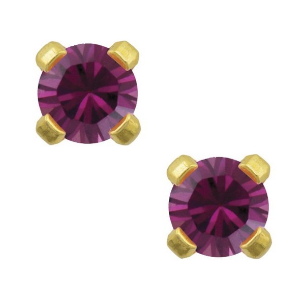 Studex Tiny Tips 3mm February/Amethyst CZ Birthstone Gold Plated Childrens