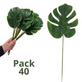 Maison charlô Charlo's Pack 40 Monstera Artificial Plants Palm Leaves Tropical Imitation for Home Kitchen Party Flowers Arrangement Decorations
