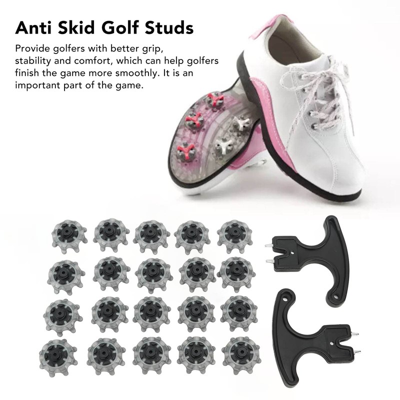 Drfeify 20 Pieces Golf Shoe Spikes Non-Slip Golf Shoe Cleats