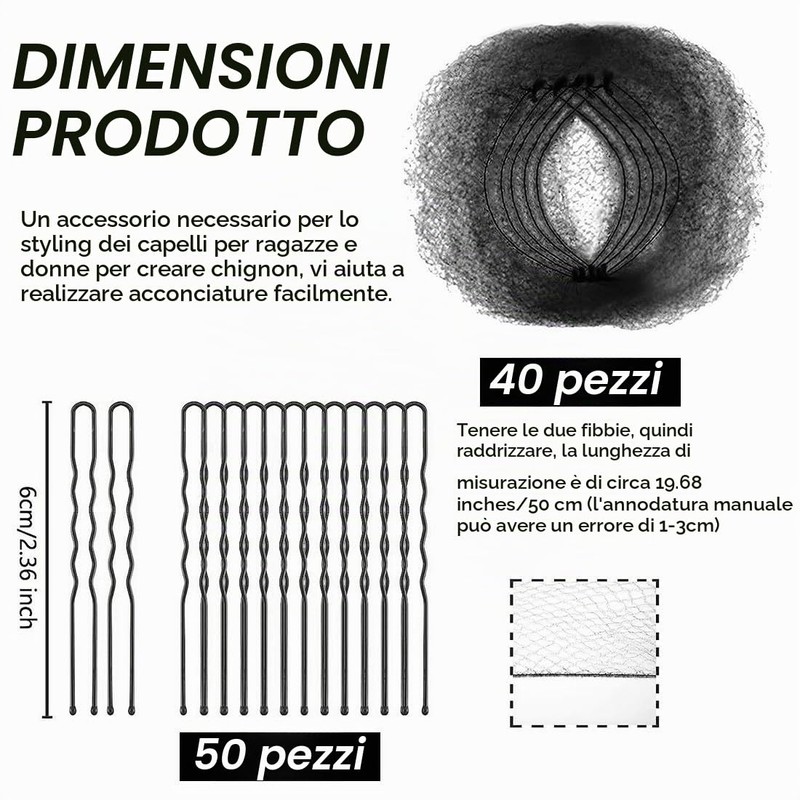 COYUN Retine per Capelli Chignon,40 Pezzi Retina per Capelli,con 50