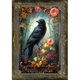 ELECTRIC QUILT COMPANY Black Crow Floral Designer Cotton Fabric Quilt Block Multi-size - 7X10"