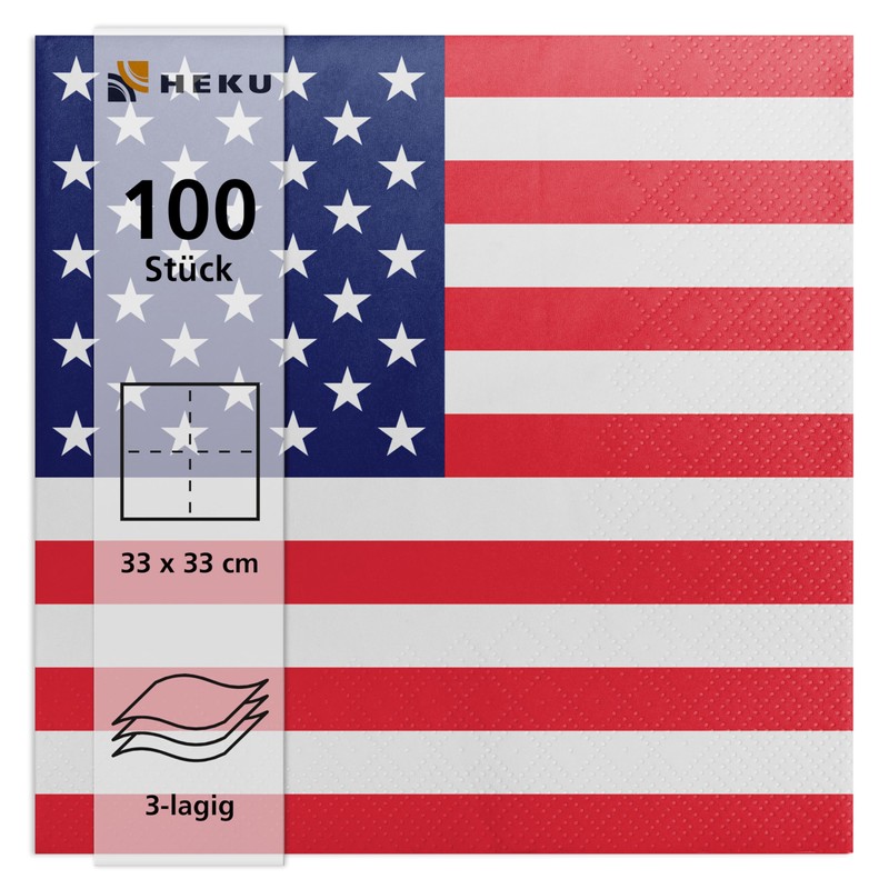 HEKU 100 napkins, 3-ply, 33 x 33 cm, stars and