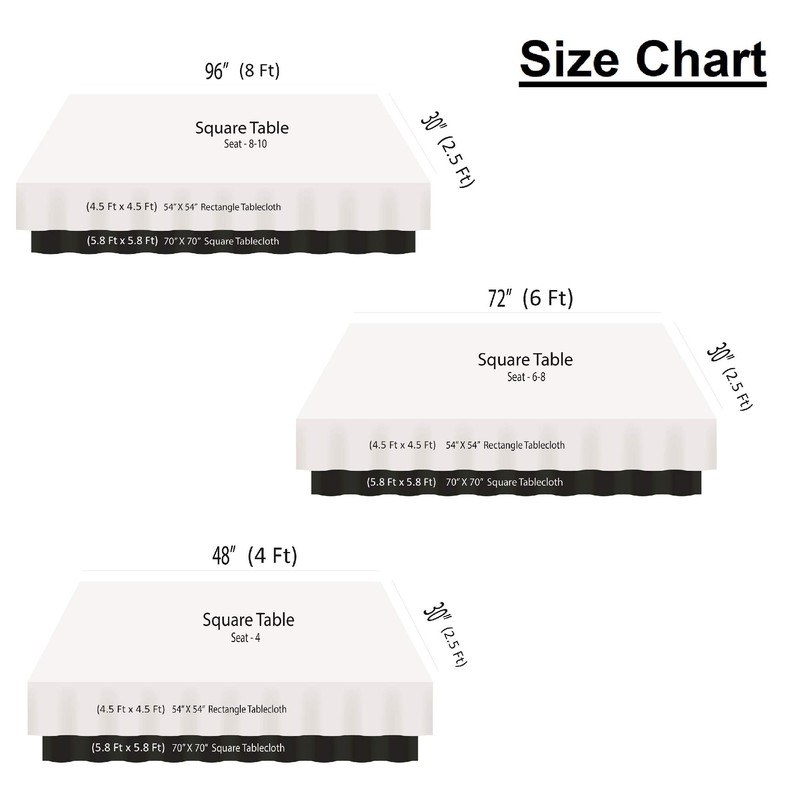Black Square Tablecloth 70 x 70 inch Polyester Linen Fabric