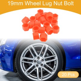 Partuto 20 Pcs Wheel Lug Nut Bolt Rims Tire Nut Screws Dust Cap Cover Nut Protection Silicone Fluorescent Orange 2.2x19x20.2mm