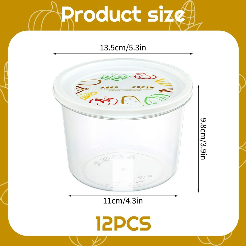 Rainmae 12pcs Pizza Dough Proofing Box with Lids, 1100ML Stackable