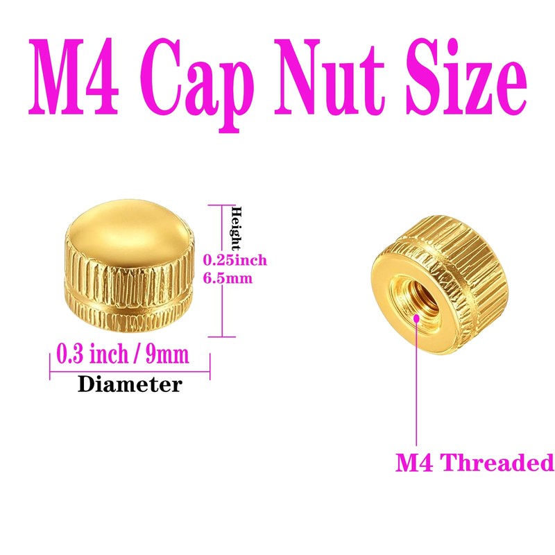 Screw Caps for Light Fixtures, Metal M4 Threaded Cap Nuts,