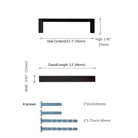 KNOKLOCK 10 Pack 3 Inch(76mm) Kitchen Cabinet Handles Oil Rubbed Bronze Cabinet Pulls Kitchen Cabinet Hardware Drawer Pulls for Cupboard Wardrobe