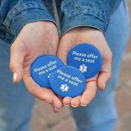 EMUWORKS Medical Alert Badge - Offer Me A Seat Disability Awareness, Sunflower Lanyard, ID Badge for Autism & Hidden Disabilities, Travel Accessory London Underground TFL Pin Button Badge, 2-inch 50mm