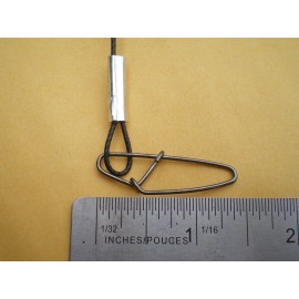 HAND MADE 10 S. STEEL BLACK WIRE SPINNER LEADER  15" 220 LBS. TEST W/BALL BEARING SWIVEL