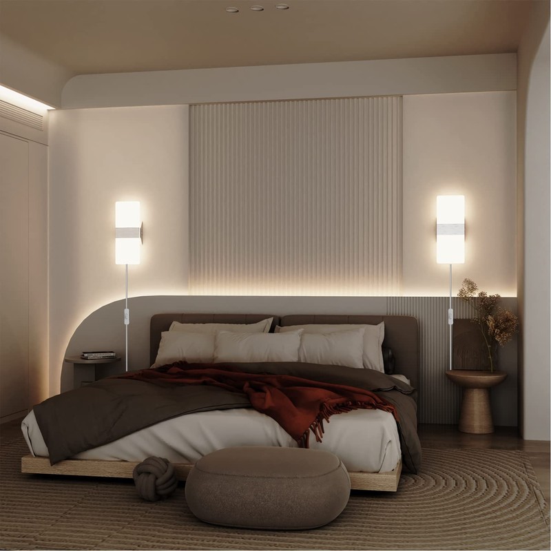 KICAAO Wall Sconces Set of Two, Modern Wall Sconce Plug