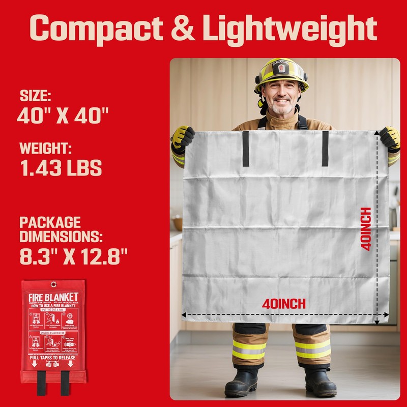 MIMEAQIER Emergency Fire Blanket 4 Pack 40"x40", Essential Fire Safety