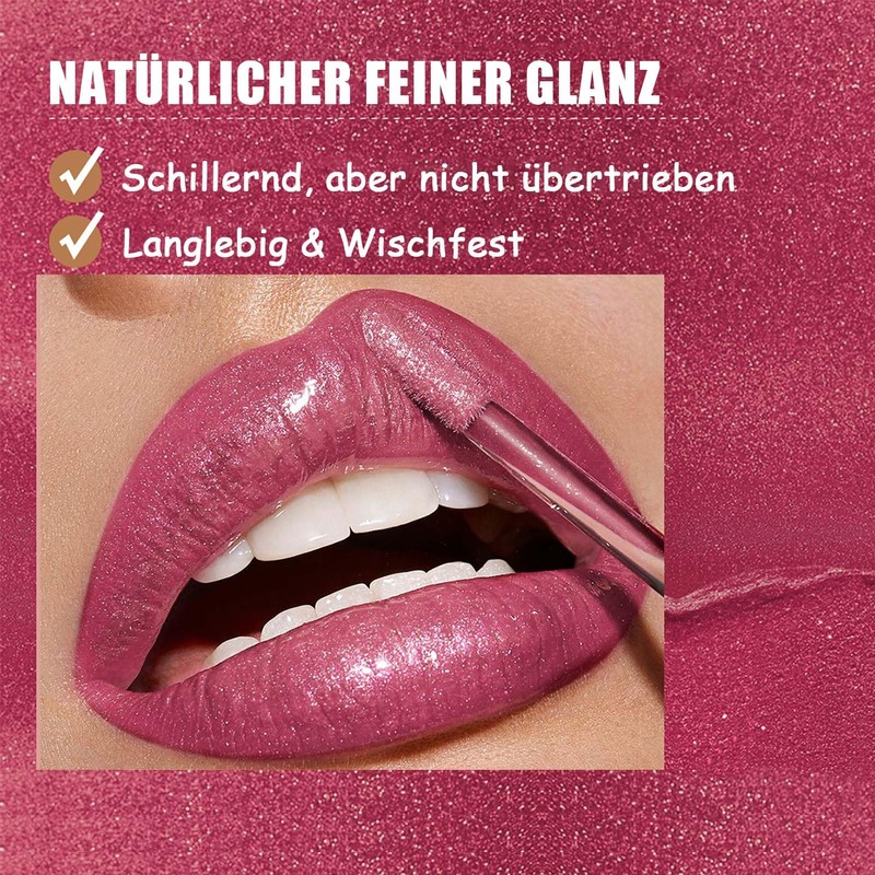 Glitter Lip Gloss Matt, Liquid Lipstick with Diamond Sparkles, 3D