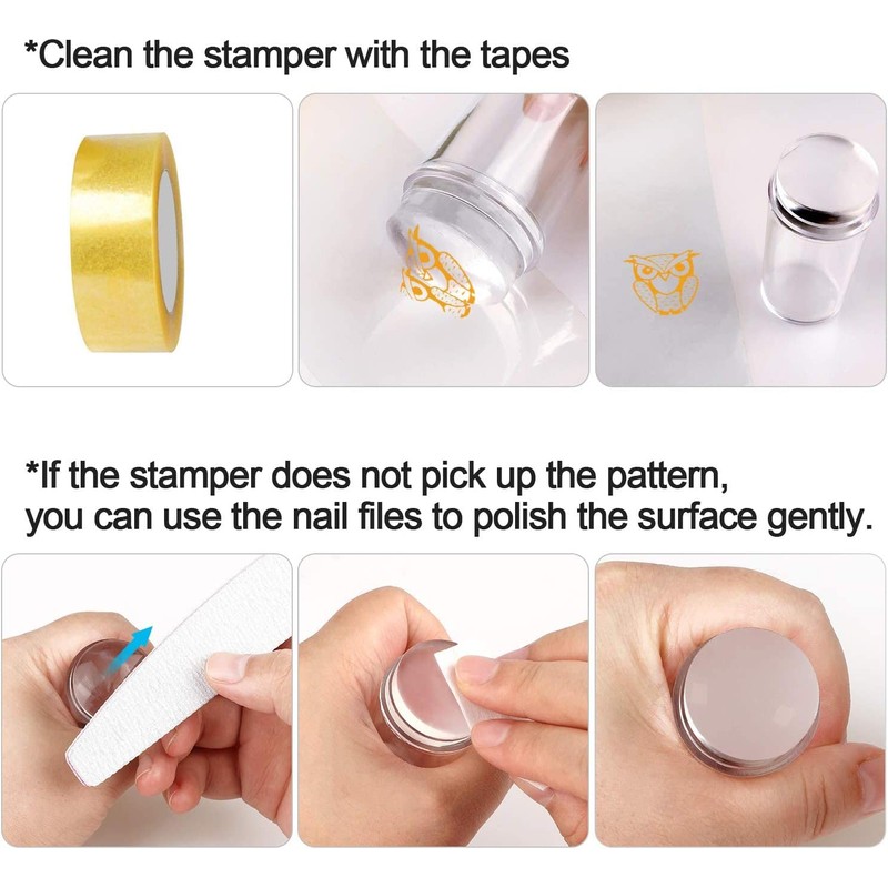 PHOGARY Manicure Stamp Stencils 8 Model Nail Art Stencil Stamping