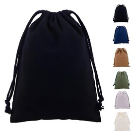 Drawstring Bag, Set of 2, Plain, Cotton Fabric, 6 Colors, Canvas, Stylish, Cute, Inner Bag, Storage, Travel, Change of Clothes, Storage Pouch, Accessory Pouch, Small Storage, Black