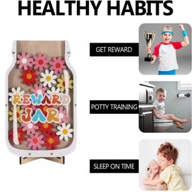 Zwenjuan Reward Glass for Children, Star Reward Jars, Reward System Classroom Motivational Reward Glass, Reward Glasses for Toddlers, for Home and School Use (Flower)