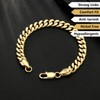 KRKC&CO Men’s Bracelets, Flat-Cut Cuban Link Bracelet 14K Gold Plated