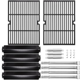 Criditpid Grill Replacement Parts for Charbroil 463268008 463268007 463268606 463248108 463268706 Grills. Cast Iron Grill Grate, Heat Shields, Burner Tubes & Carryover Tube for Charbroil Grill Parts.
