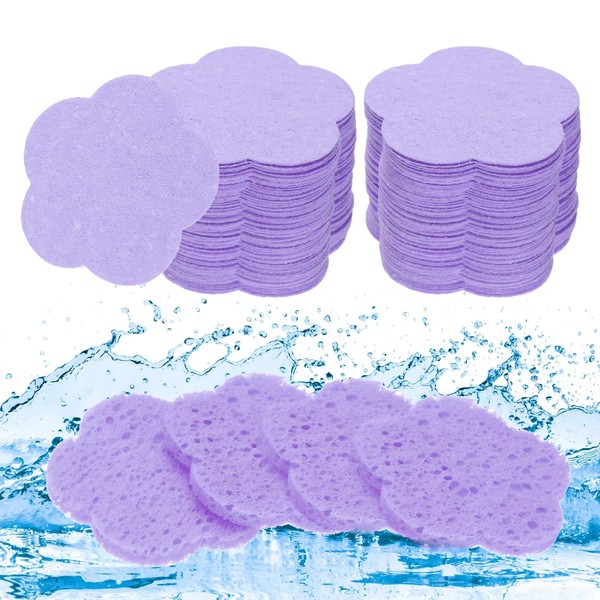 uxcell 120 Count Compressed Facial Sponges Flower Face Cleansing Sponges