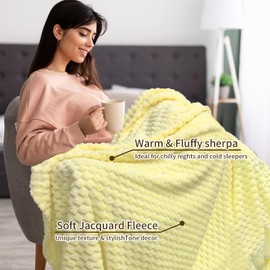 NovaSunrise 6Pcs Fleece Throw Blanket Bulk for Bed Couch, 3D Turtle Shell Jacquard Decorative Blankets 50X60in, Lightweight Fuzzy Flannel Blanket for Wedding Gifts, Office, Homeless Donation (Yellow)
