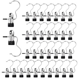 30Pcs Portable Laundry Hooks Clips, BOJVESH Stainless Steel Anti-Slip Boots Hangers, Heavy Duty Multi-Functional Single Clothes Pins Hanging Hold Clips for Home Travel Coat Hats Towels Socks Pants