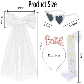 AXERHK 4 Stück Bride Hochzeitszubehör, Bride Perlen Haarreif Bride Haarreif Herz Sonnenbrille Herzbrille, Junggesellenabschied Frauen, Bride to Be Accessoires Braut Bachelorette Party Deko