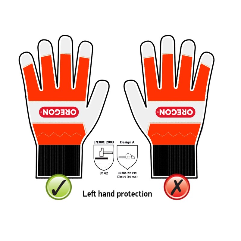 Oregon Chainsaw Gloves, Left-Hand Protection, PPE Clothing, Pair of Professional