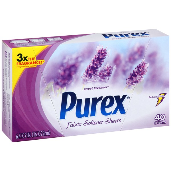 Purex Fabric Softener Dryer Sheets, Sweet Lavender, 40 Count