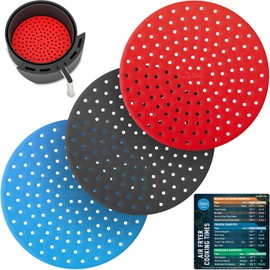 Air Freyer Liners - Paquete de 3 fundas de silicona para freidoras de aire de 5 a 7 cuartos de galón – Accesorios reutilizables de fácil limpieza, reemplazo de papel de pergamino antiadherente,