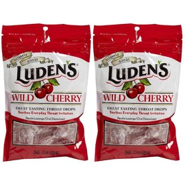 Ludens Wild Cherry Throat Drops, Sore Throat Relief, 30 Count (2 Pack)