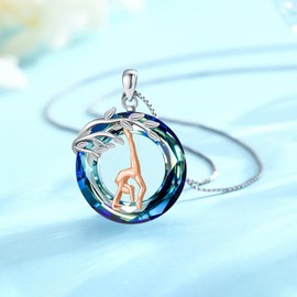 QHQPQ Gymnastics Necklace for Women 925 Sterling Silver Dance Crystal Pendant Tree of Life Jewellery Christmas Gymnastics Gifts for Daughter Granddaughter