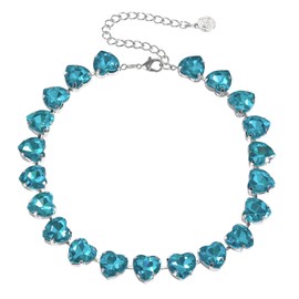 Firstmeet Heart-shaped Crystal Rhinestone Collar Necklace Wedding Sparkly Colorful Crystal Choker For Women, Glass, No Gemstone