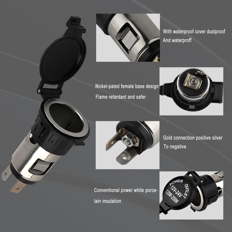 Cigarette Lighter Socket, DC 12V Car Cigarette Lighter,12 Volt Female