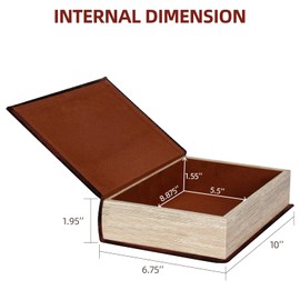 DROFELY Decorative Book Box Vintage Style Fake Book Brown Faux Leather Embossing Book Box Vintage Book Storage Box 3-01，Christmas decorations, Christmas gifts