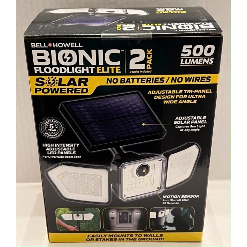 Bell and Howell 500 Lumen Solar Flood Light 2 Pk