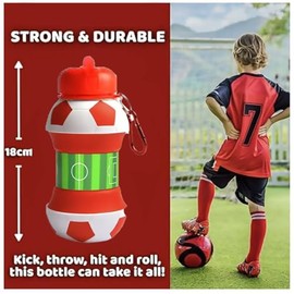 MADIOLA Botella Agua Plegable Deportiva Forma de Balón Fútbol Basquetbol Beisbol Tenis, Termo Portable. Botella Plegable para Viaje Deportes. Regalo de Navidad, Cumpleaños, Reyes