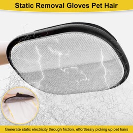 KutaKuta 2 Pcs Pet Hair Remover Gloves, Double-Sided Pet Grooming Gloves, Static Removal Gloves Pet Hair, Dog Washing Gloves, Versatile Cat Grooming Glove for Washing/Deshedding/Grooming