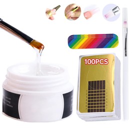 UV Fibreglass Gel UV Builder Gel Transparent Gel UV Builder Nail Gel Nail Extension Gel Kit for Gel Nails with 100 Nail Stencils