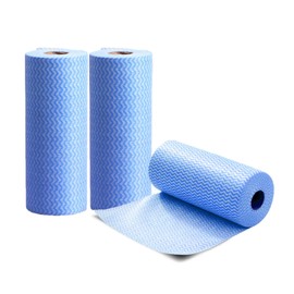 KMAKII 150 Sheets Disposable Dish Cloth Reusable J Cloths Kitchen Cleaning Wipes Dish Rags Blue 50 Sheets/Roll,Dry Quickly, Absorbent