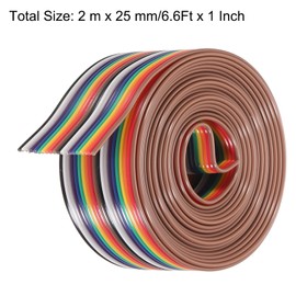 MECCANIXITY 1 Pcs 20 Pin Flat Rainbow Ribbon Cable 6.6 Ft 1.27mm Pitch Breadboard Jumper Wires for Electronic Projects