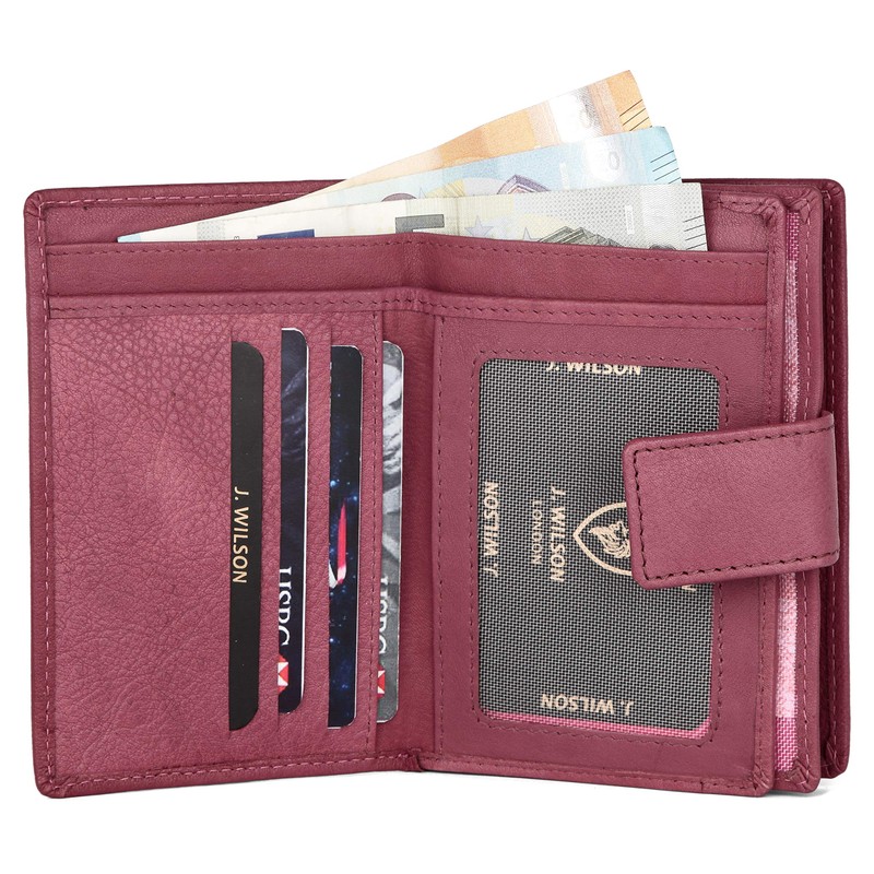 Ladies RFID Safe Designer Leather Purse Card Women Wallet Zip