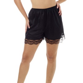 Underworks Pettipants Nylon Culotte Slip Split Skirt 4-Inch Inseam Large-Black