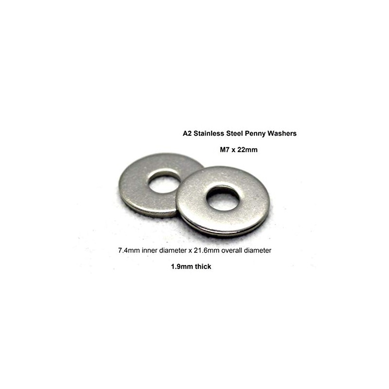 M7 x 22m Penny Washers Nylon or A2 Stainless Steel