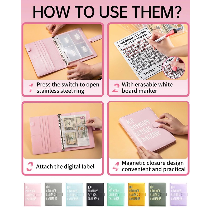 JEJA 100 Folder Saving Challenge, Budget Planner, Save €5050, Savings
