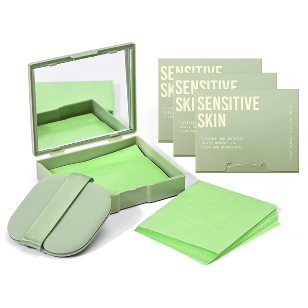 KYDA 400 Sheets Oil Blotting Paper with Mirror and Puff,