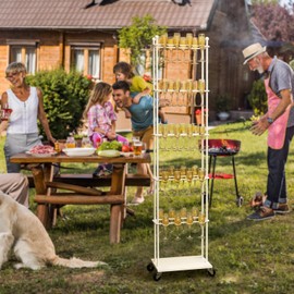 YAGEANNL Champagne Wall,Champagne Wall Holder for Party,5 Tier Metal Champagne Wall Stand,40 Wine Glass Champagne Wall for Champagne Cups at Weddings, Bridal Shower Parties & Events