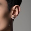 Vintage Tire Tread Round Stud Earring for Men, Silver Tone,