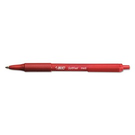 BIC SCSM11RD Soft Feel Retractable Ballpoint Pen, Red Ink, 1mm, Medium, Dozen