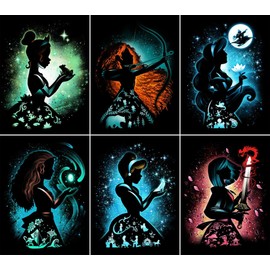 Youtheart Painting with Diamonds Princesses Diamond Art, 5D Full Drill Cross Stitch Embroidery Kits (6 Packs)